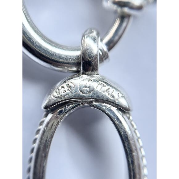 Arte d'Argento 925 Silver Hollow Rolo Cable Oval Chain Link Choker Necklace 18” - Picture 6 of 7